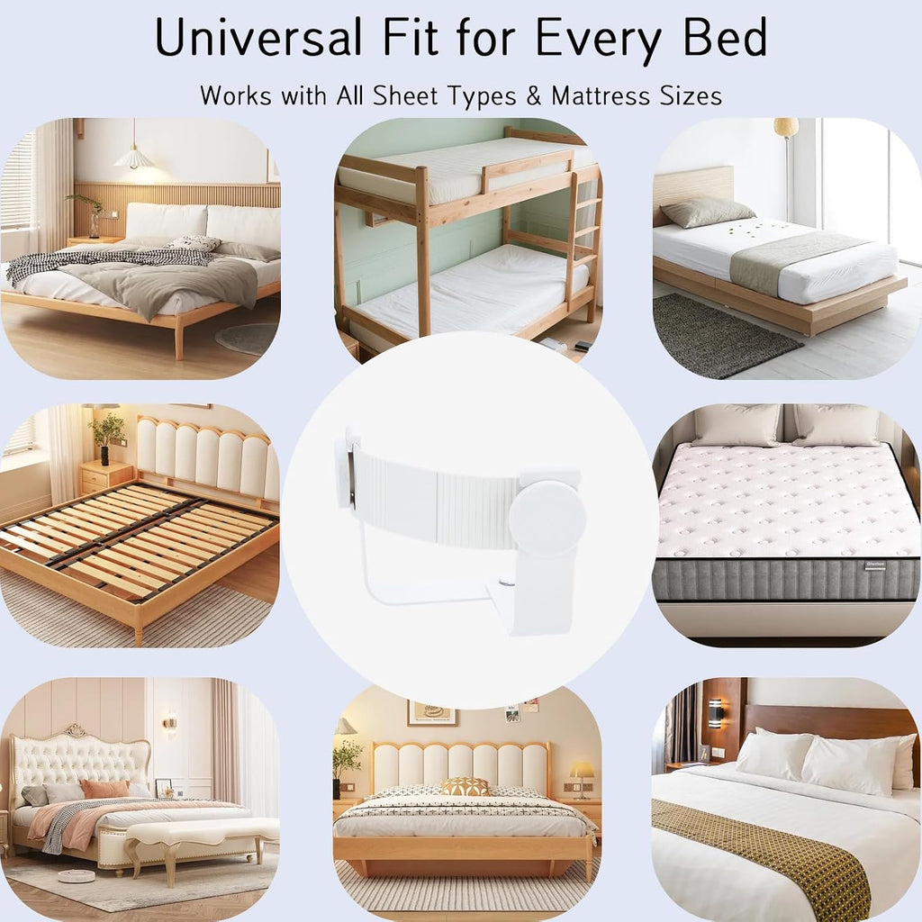 Magnetic Bed Sheet Holders 4-Pack - Wrinkle-Free Strong Grip - No-Lift Installation for All Mattress Sizes (Twin, Full, Queen, King) - Secure Fitted & Flat Sheets (Ivory White, Medium)