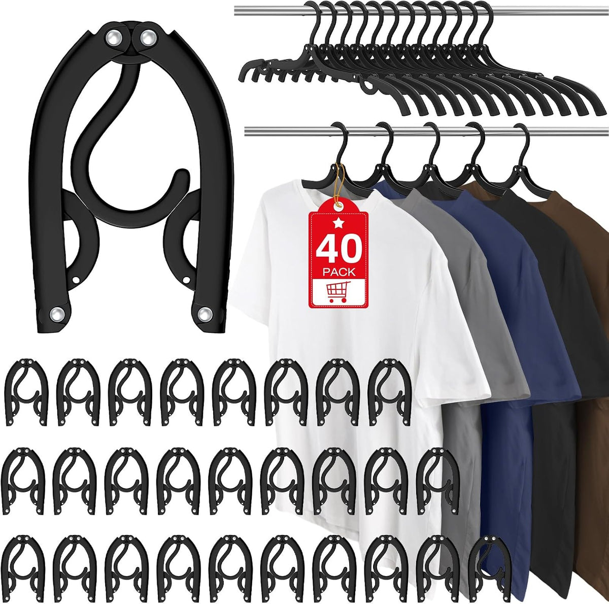 40Pcs Foldable Travel Hangers Cruise Essentials Travel Essential Phone Size