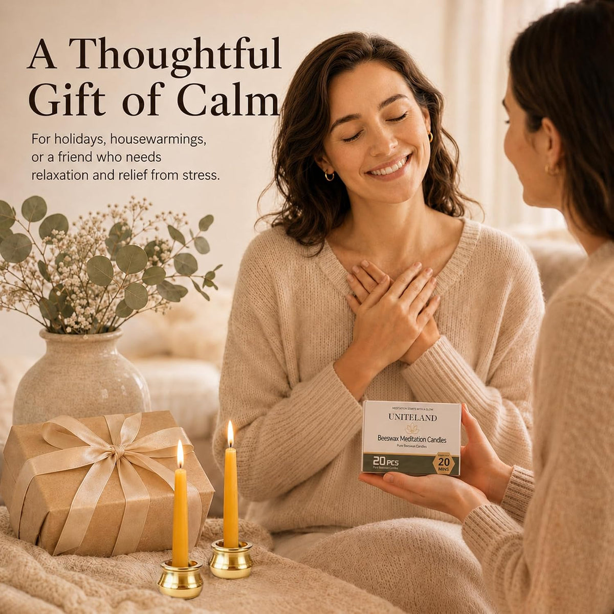20 Minute Meditation Candles, 40 Pack Unscented Beeswax Candles,3.15 Inch
