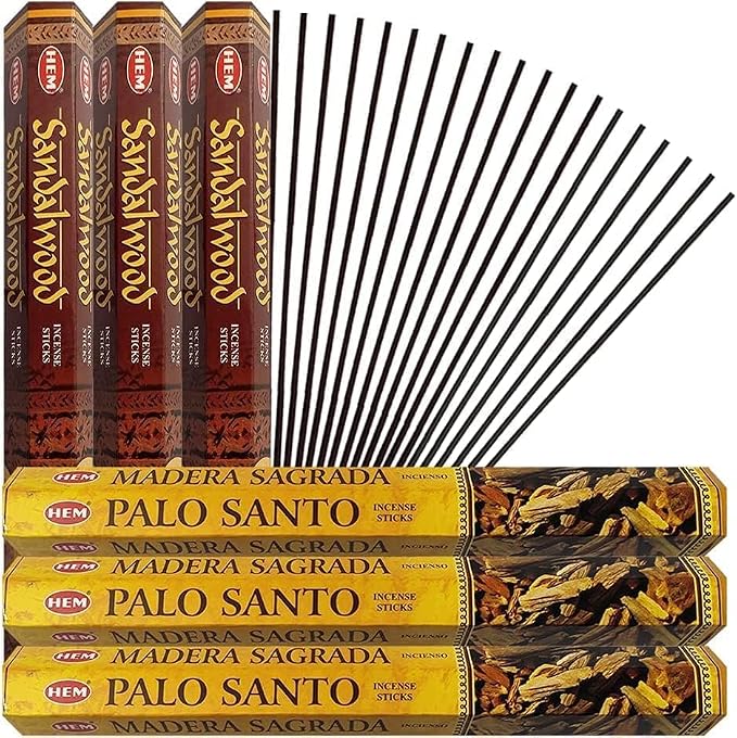 Palo Santo & Sandalwood Incense Sticks & Holder Bundle Variety Pack from Hem Trumiri Insense Insence