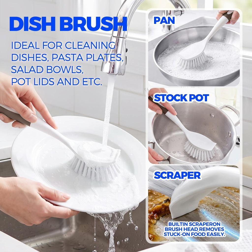 Holikme Dish Brush Cleaning Brush Set for Cleaning Groove Gap,Brown