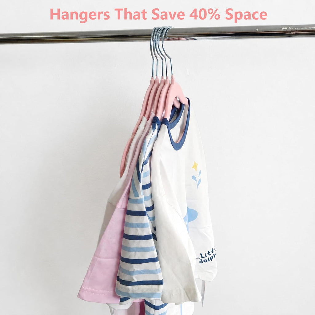 60 Pack Pink Velvet Kids Clothes Hangers - 11.6in for Ages 4-10,with 360° Swivel Hook, Non-Slip, Space-Saving Slim Felt Hangers for Kids Coats, Jackets, Dresses,Shirts, Suits & T-Shirts