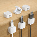 6 White Magnetic Cable Clips, Under Desk Cable Management