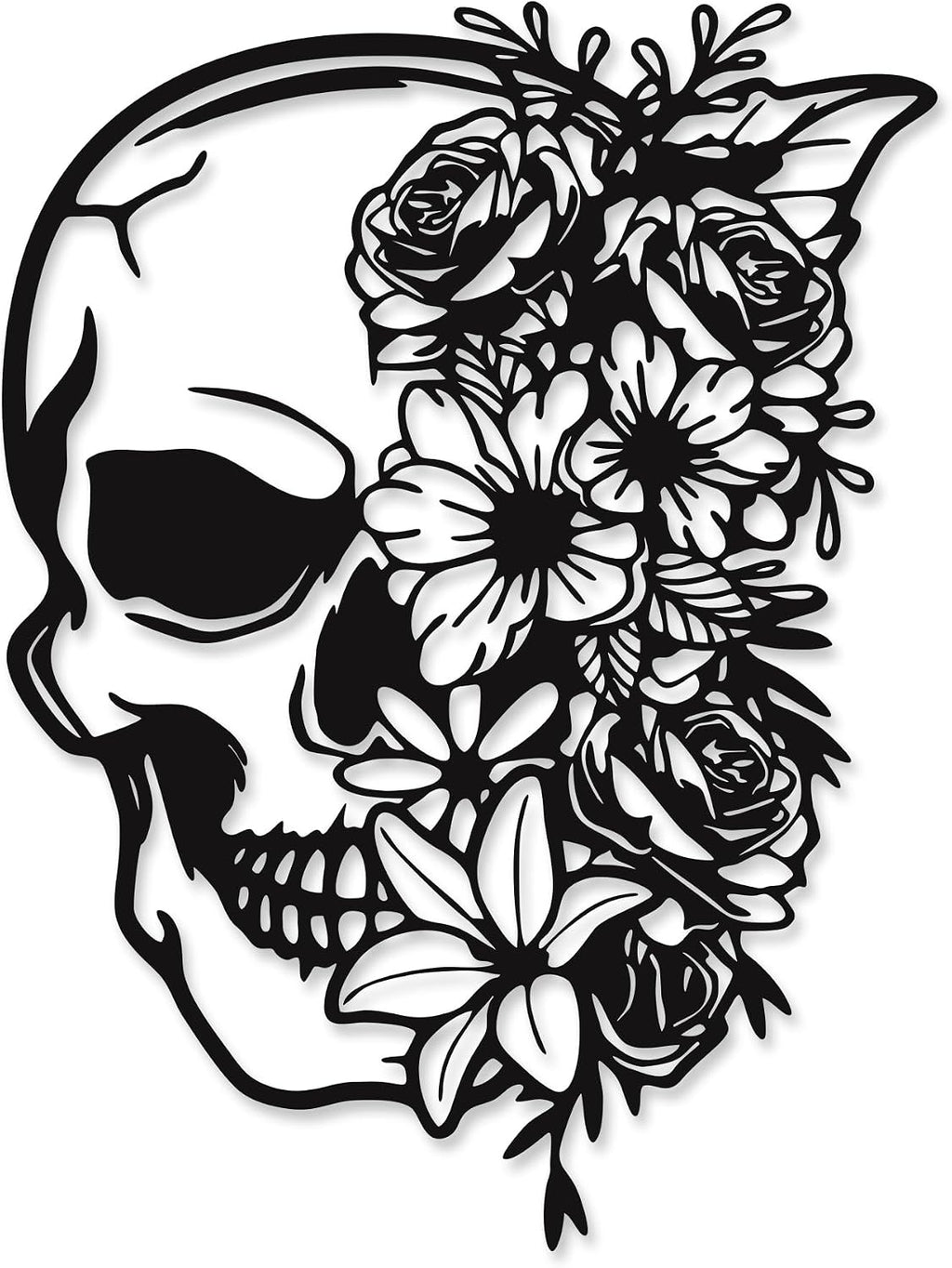 Rajukit Skull Wall Decor with Floral, Gothic