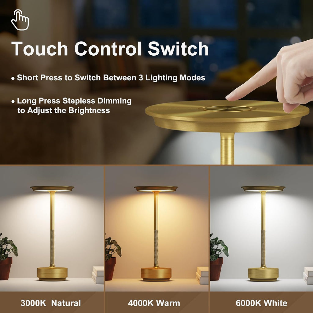 1 Pack Cordless Table Lamps Rechargeable, 5000mAh LED Table Light