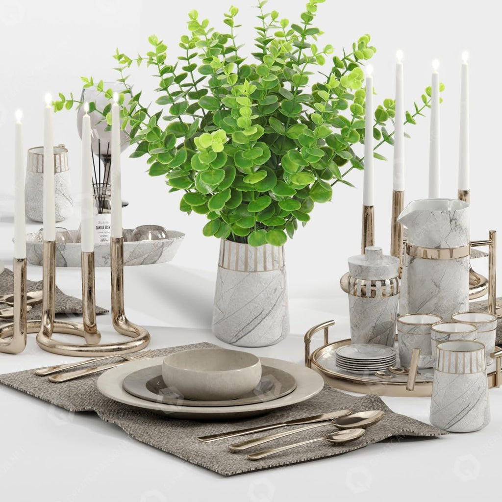 RECUTMS 36Pcs Artificial Tender Green Eucalyptus Leaves Stems 14.6 inch