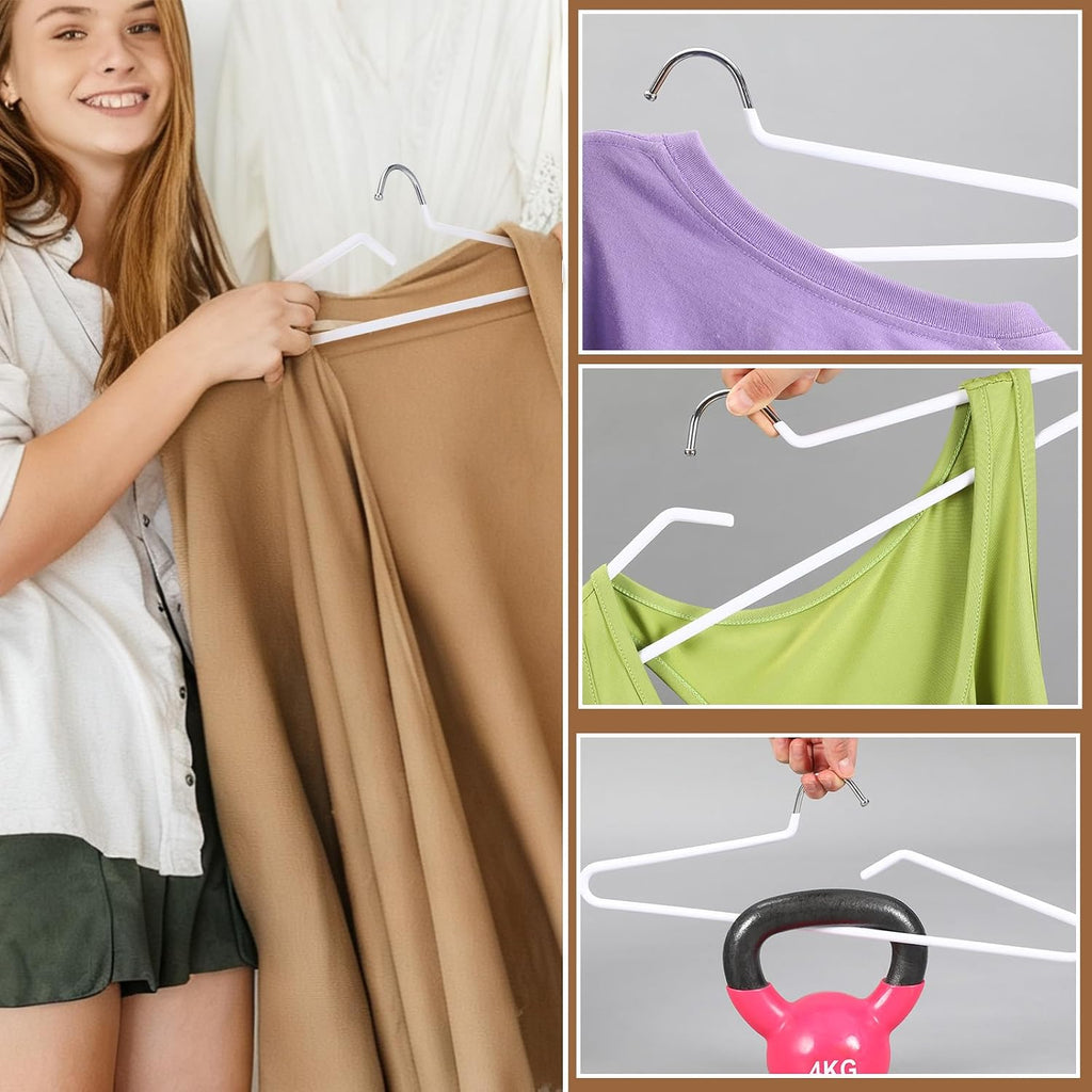 Leumoi 20 Pack Short Neck Hangers Non-Slip Metal Hangers for Clothes, White