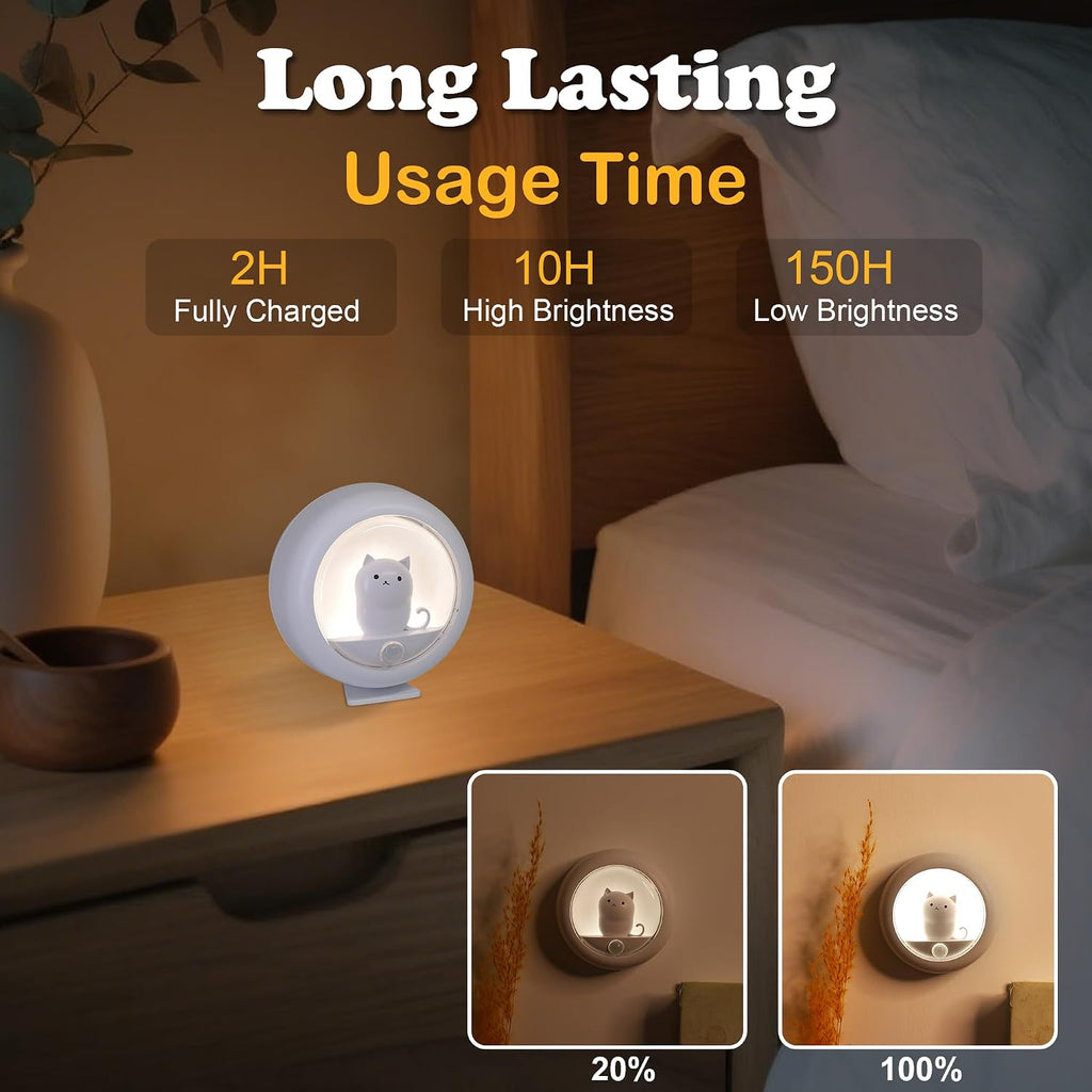 Attivolife Cat Night Light Motion Sensor, Magnetic Rechargeable LED Lamp