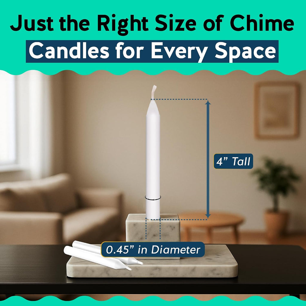 Alternative Imagination White Chime Candles - 20 Pack of Unscented 4 Inch Mini Taper Candles - Dripless Long Burning Ritual Candles for Meditation, Spell Work, Cleansing, Peace & Home Decor