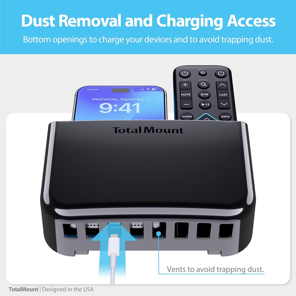 TotalMount Drop-Free Remote Holder – Removable Adhesive Strips – Black