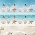 12-Pack Coastal Shower Curtain Hooks – Decorative Seashell Starfish Conch Shower Curtain Rings Rust-Proof Stainless Steel, Beach Theme Bath Shower Hooks Decor for Beach & Ocean Themes