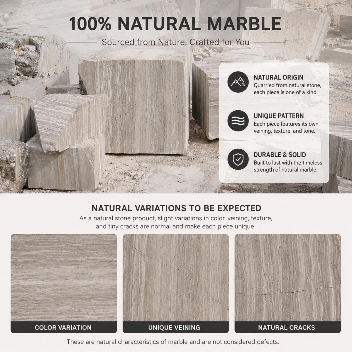 Natural Marble Square Tissue Box Holder Cover for Bathroom