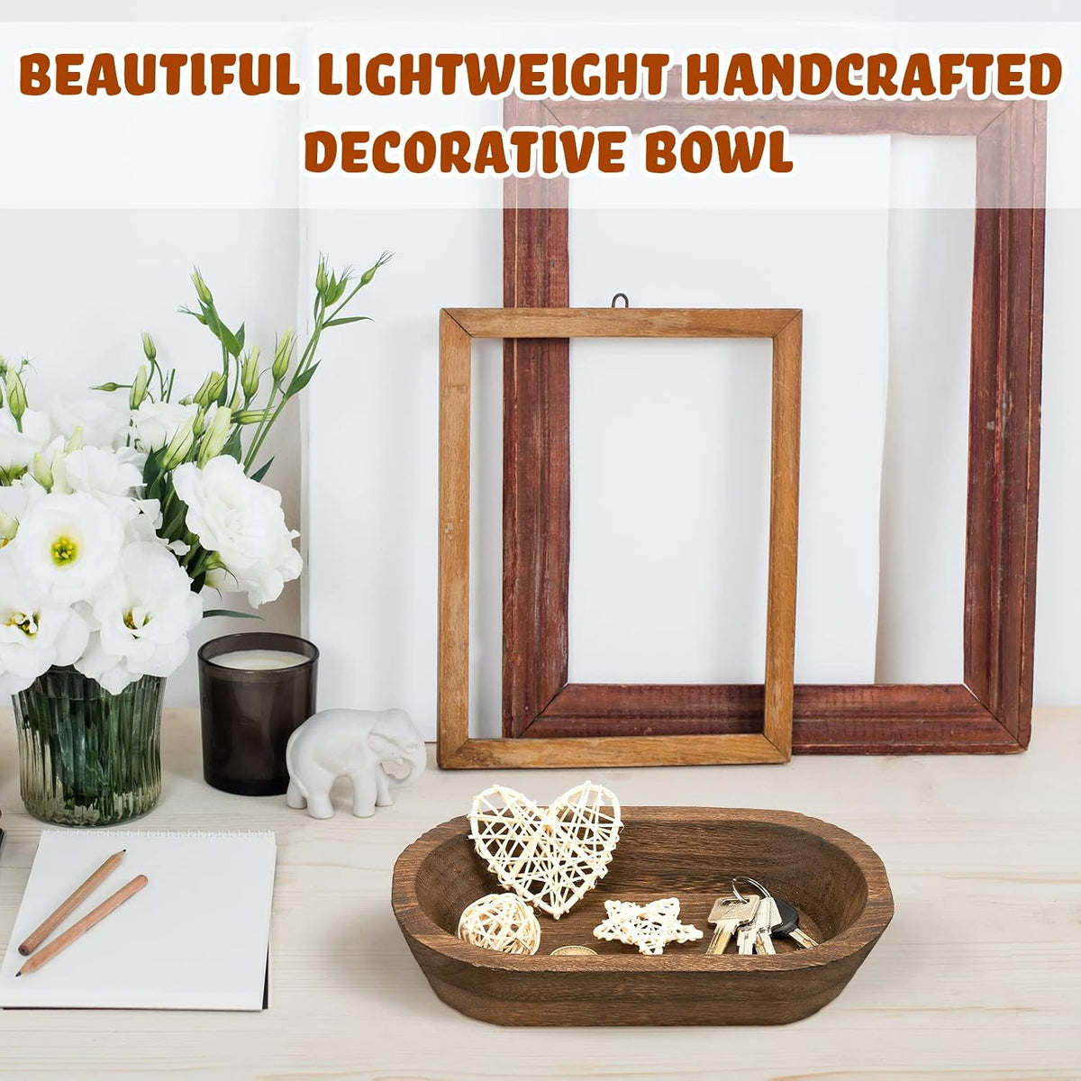 Tessco for you 2 Wooden Dough Bowls,10 x 6 x 2 Inch, 16 x 6 x 2 Inch,Brown