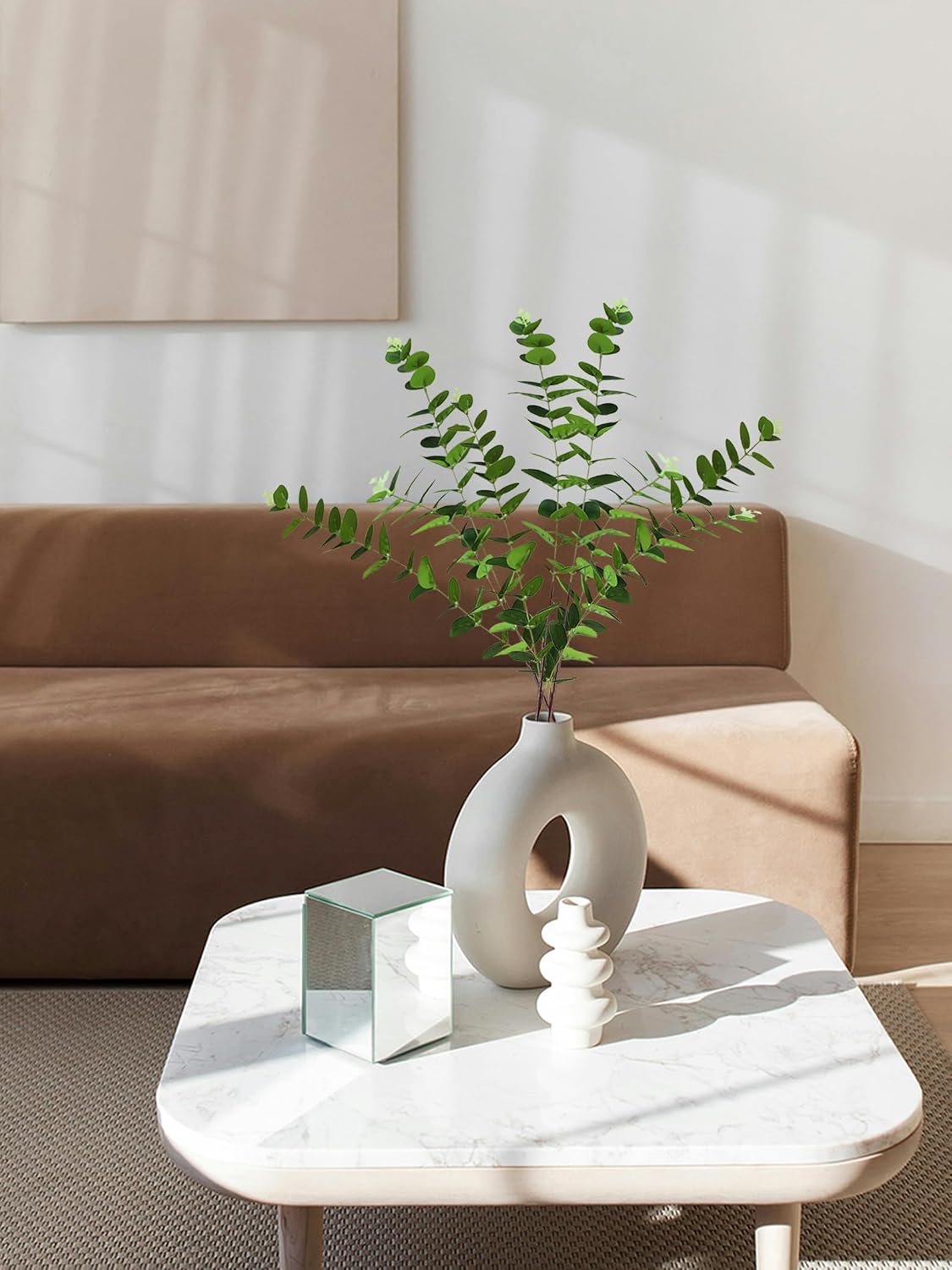 Forlaoers Green Fake Eucalyptus Faux Greenery Stems Silk Plants 32" Tall Leaves Olive Branches for Vases Home Decor Floral Arrangements Indoor Wedding Flowers (B:3pcs 31" Tall Green Eucalyptus)