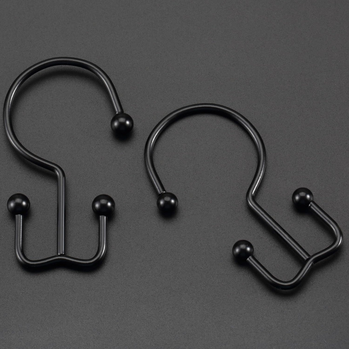 CHICTIE Black Shower Curtain Hooks, Double Shower Curtain Rings, Stainless Steel Shower Curtain Hooks Rings Rust Proof, Anti-Drop Shower Hooks Hangers for Shower Curtain Rods Bathroom (12 Pack)