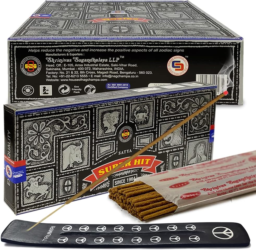 Super Hit Incense Sticks 100g and Holder Bundle - Pack of 6 (Approx 600 Sticks)