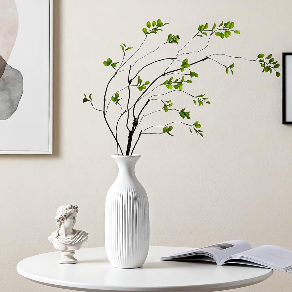 Waipfaru 8PCS Artificial Ficus Branches for Vase, Faux Greenery Stems for Vase Filler, 47in Realistic Flexible Eucalyptus Stems Fake Artificial Twig Plants Indoor Home Tables Centerpieces Office Decor
