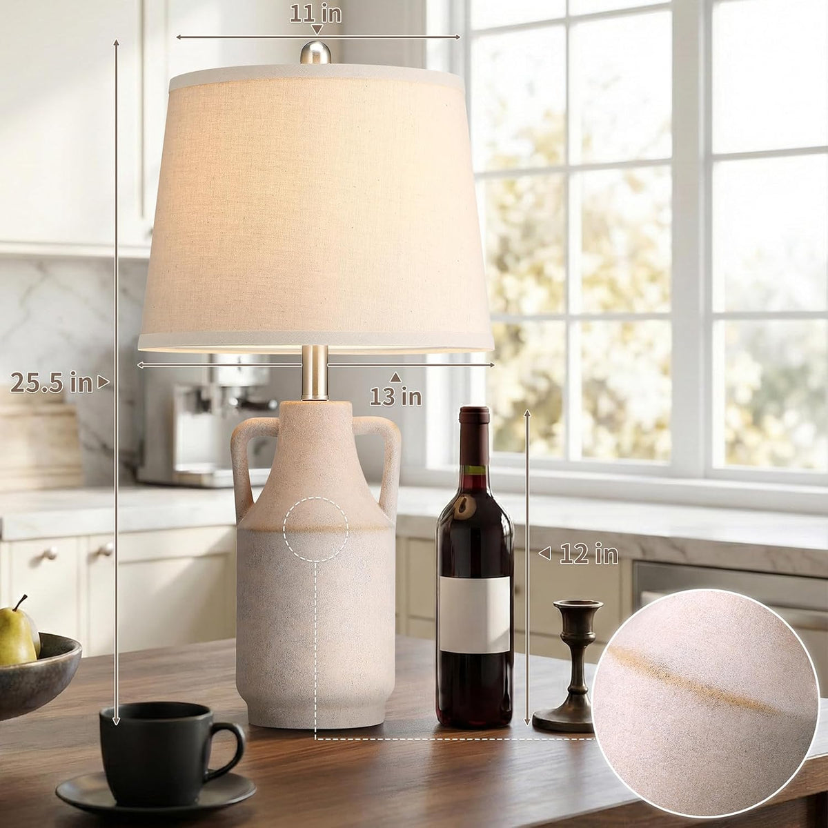 Lovlast 26" Modern Farmhouse White Table Lamp for Bedroom Living Room