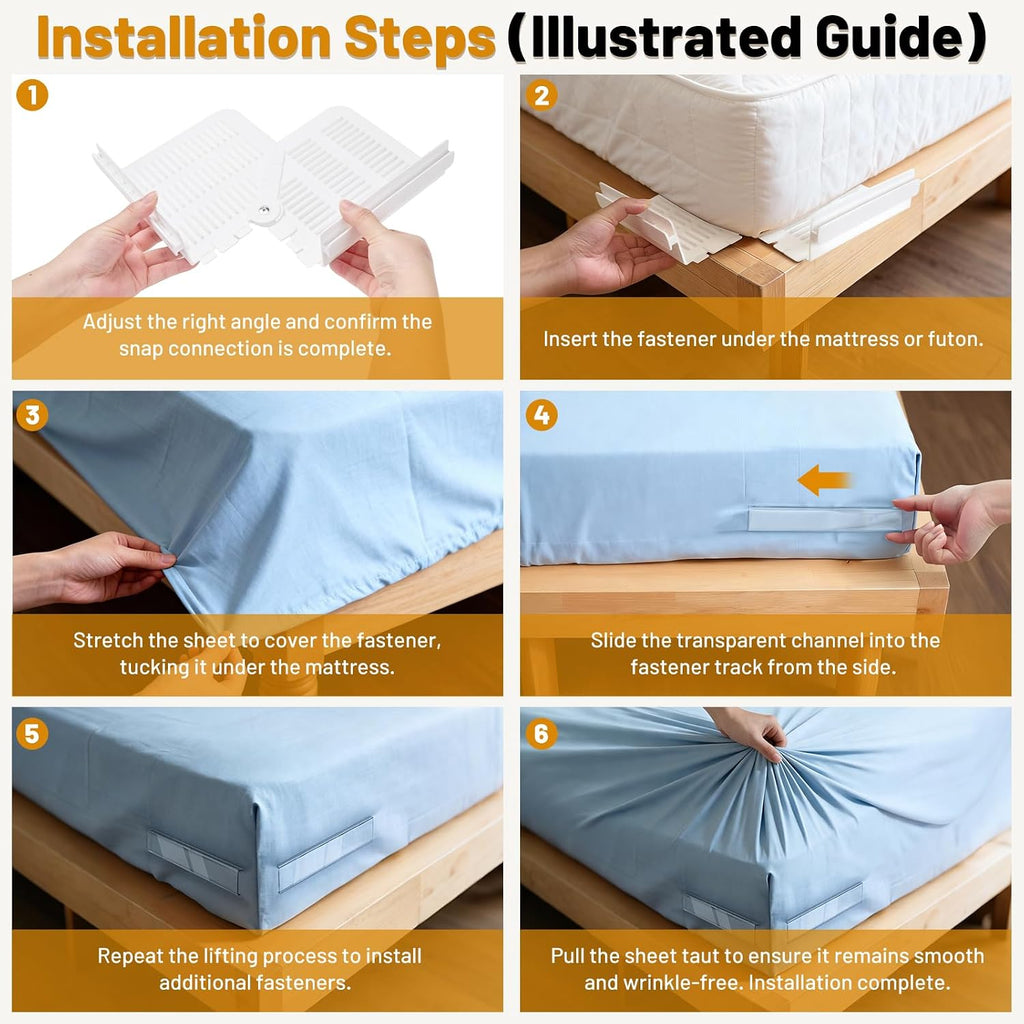 Bed Sheet Holders, Anti‑Slip Fasteners for King Queen Twin Beds, 4 Pack