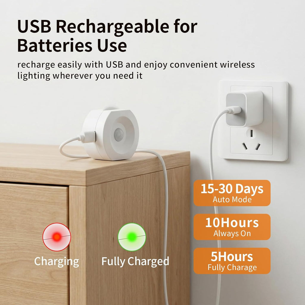 Rechargeable Motion Sensor Night Light 4 Pack, Dimmable LED Night Lights with 4 Modes & 3 Color Temperatures, Magnetic Stick-On Night Light for Hallway, Bedroom, Stairs, Closet, Bathroom