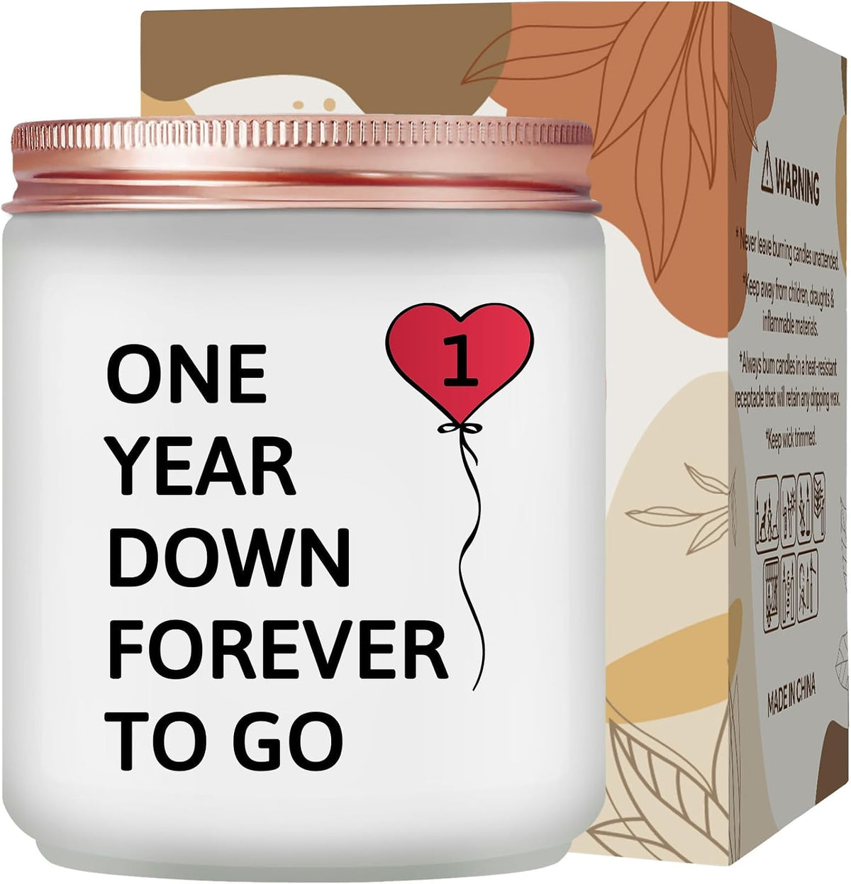 Maybeone 1 Year Anniversary Candle for Women, Men - One Year Anniversary Wedding Gifts for Couple Girlfriend Boyfriend - 7 Oz 1st Aniversario Candle