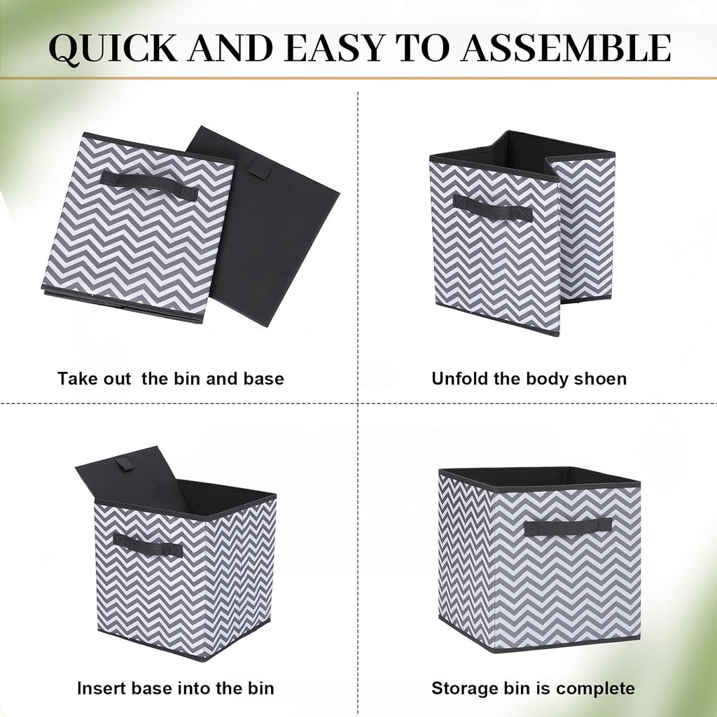 Hillban 12 Pcs Collapsible Storage Cubes with Dual Handles, Wavy Style