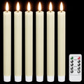 Ivory Flameless Taper Candles Battery Operated with Remote Timer
