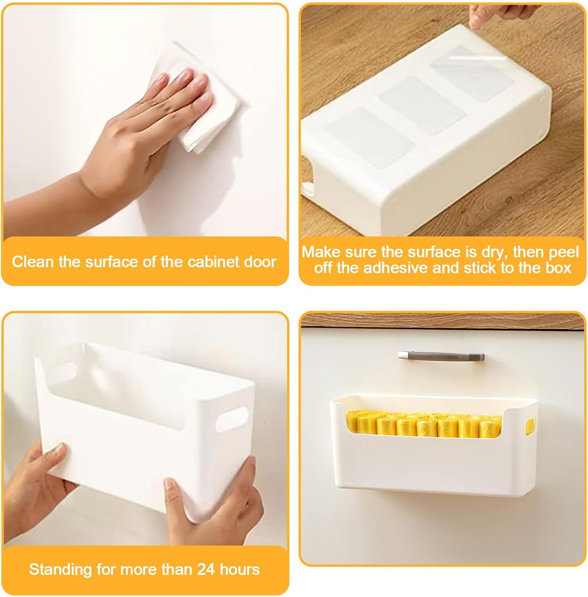 2 Pcs Kitchen Cabinet Door Organizer,Adhesive Mount Inside Cabinet Door Storage,Under Sink Door Storage Shelf for Kitchen,Bathroom,Office,Garage,Craft Room(Transparent)