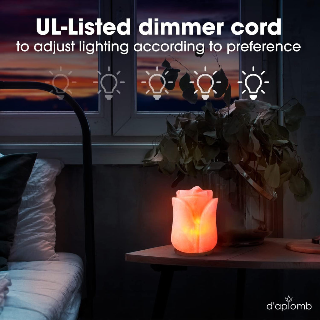 d'aplomb 100% Authentic Natural Himalayan Salt Lamp;Hand Carved Flower Rose