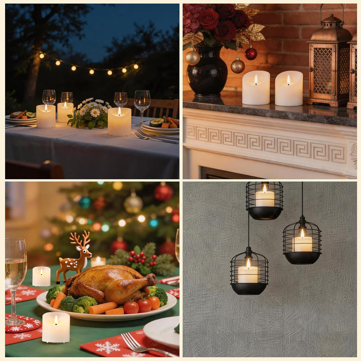 Flickering Flameless Candles, Real Wax Battery Operated Candles with Remote and Timer, 3"x 3" LED Fake Candles, Last 600+ Hours, Electric Battery Candles for Home Wedding Party Decor, 2 Pack