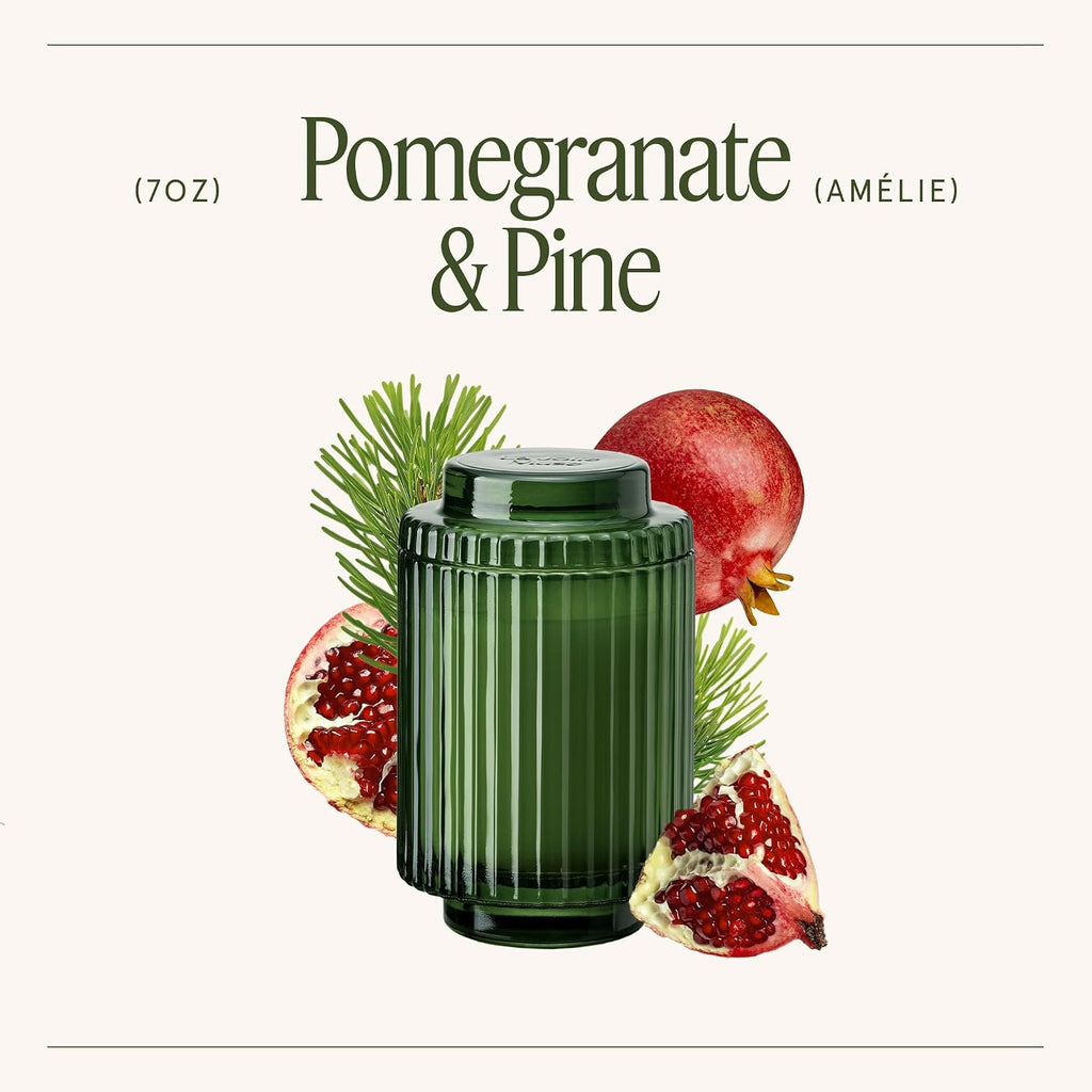 LA JOLIE MUSE Pomegranate Pine Scented Candles for Home, Natural Soy 7 oz