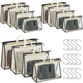 12 Packs Dust Bags for Handbags, Clear Handbag Storage, Purse Storage Organizer for Closet, Purse Cover Hanging Closet Organizer with Zipper and Handles