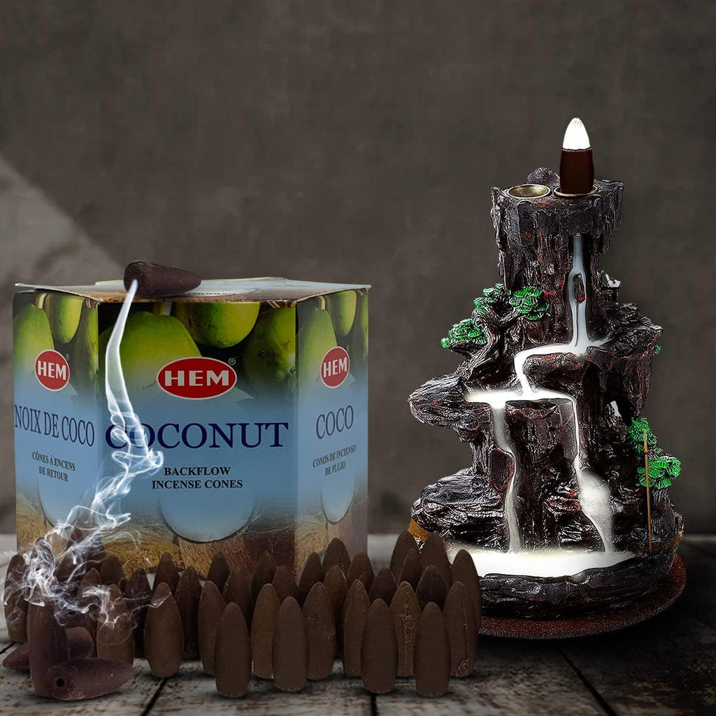 Coconut Backflow Incense Cones for Waterfall Aromatic Smoke Fountain Haze Falls