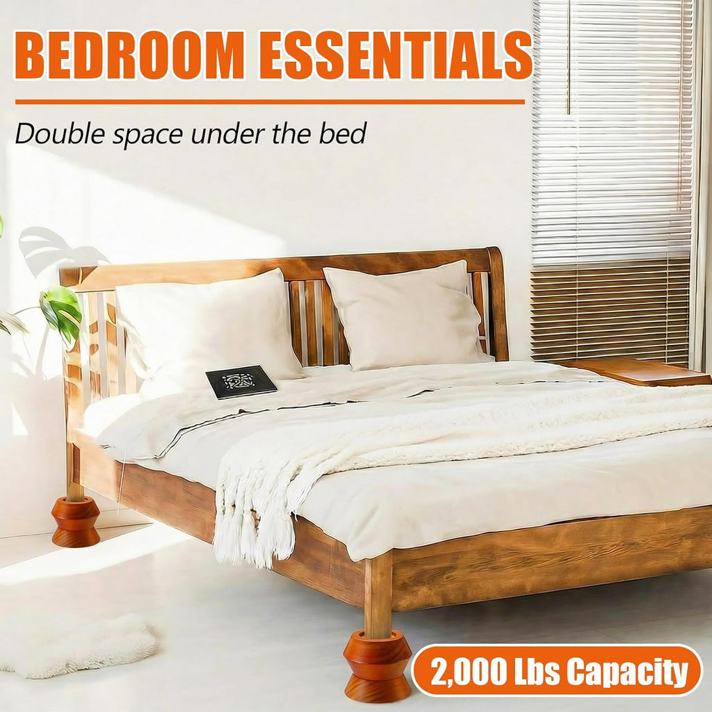 Novabright Set of 8 Solid Wood Furniture Risers Bed Risers Heavy Duty Round Furniture Height Extenders Lifts with Non-Slip Recessed Hole for Bed, Sofa, Chair, Table (1" Hight,Light Brown Color)