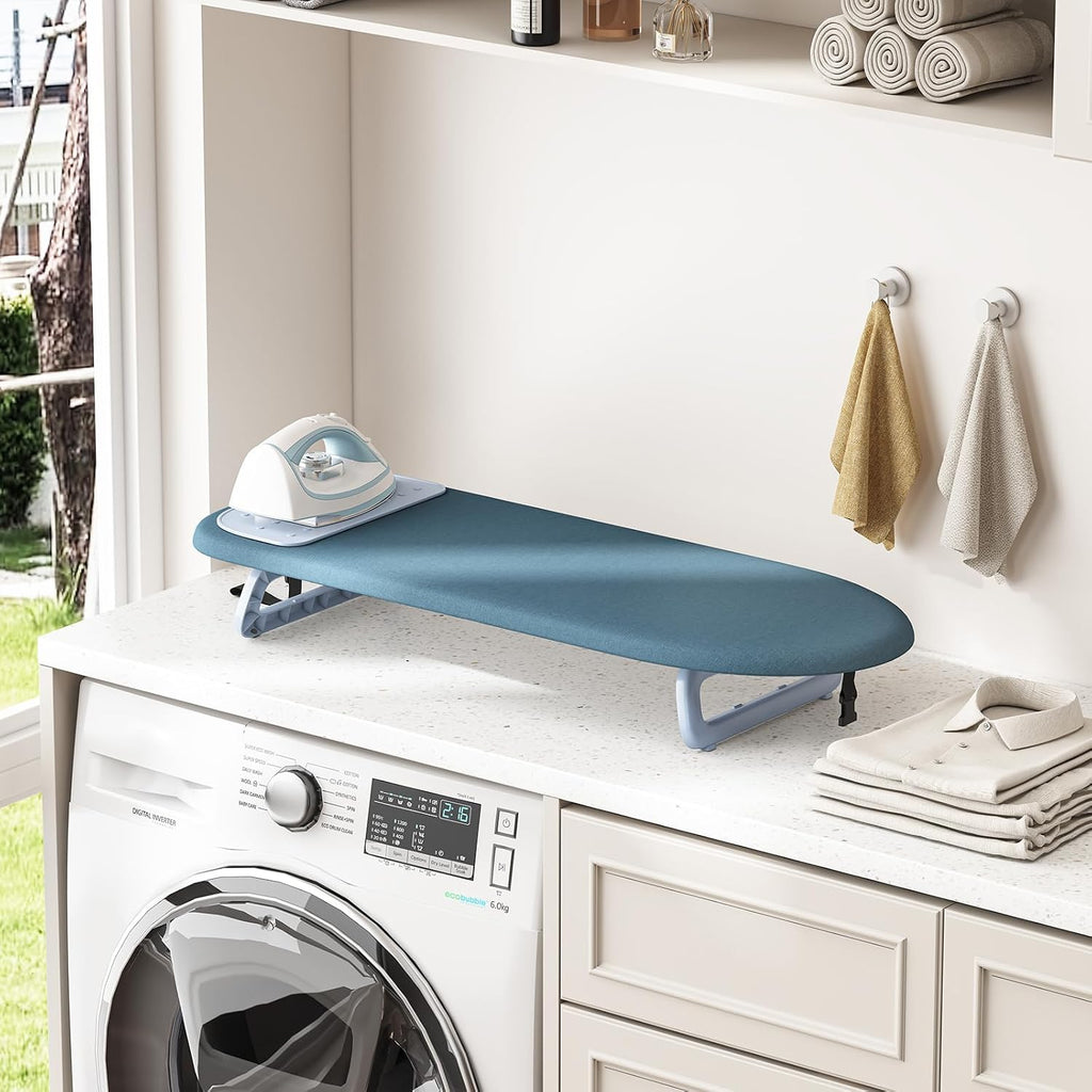 KINGBOARD Small Ironing Board with Iron Mat, Compact Tabletop Iron Board