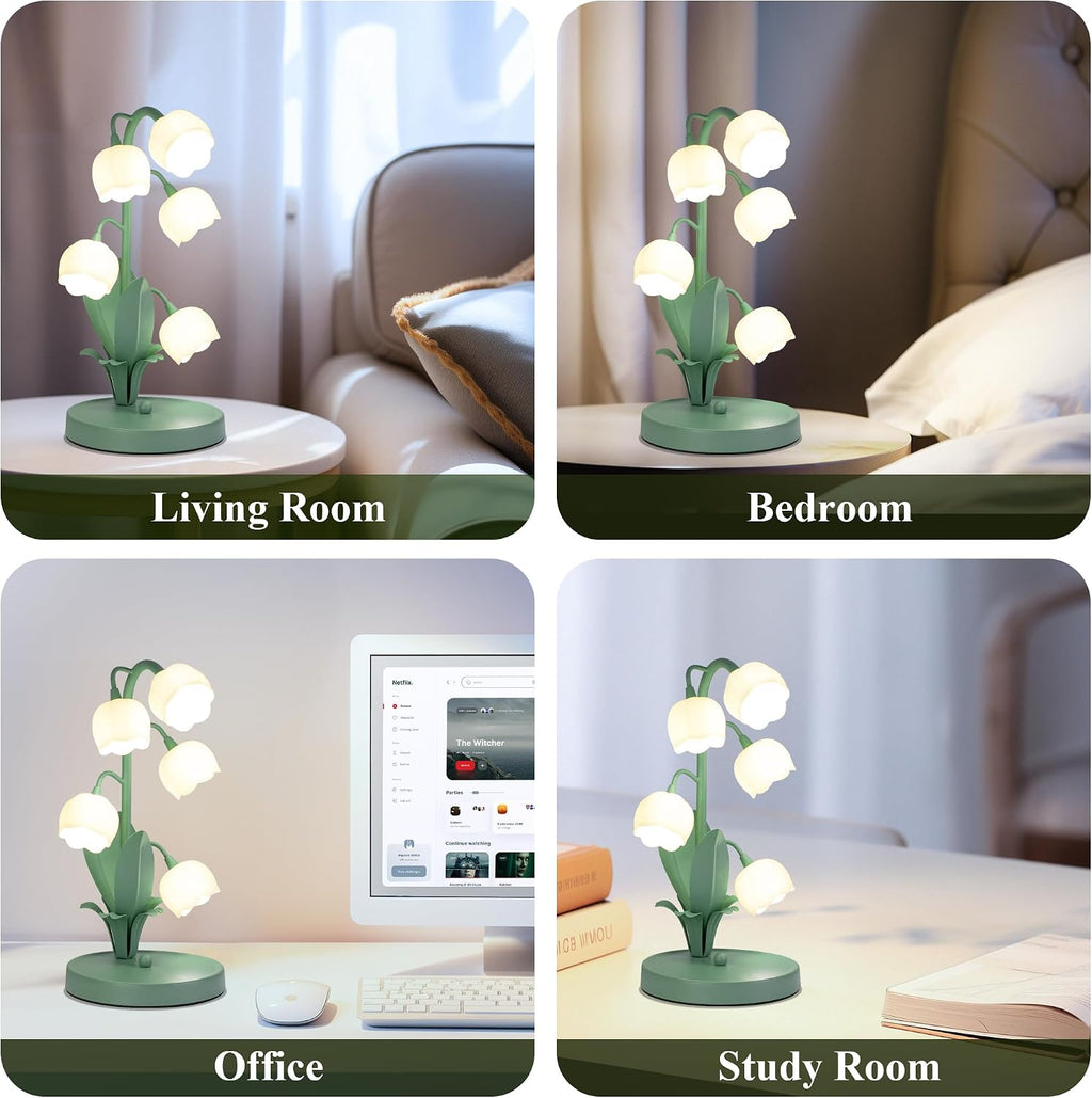 WERFOP Vintage Lily of the Valley Lamp Flower Table Lamp