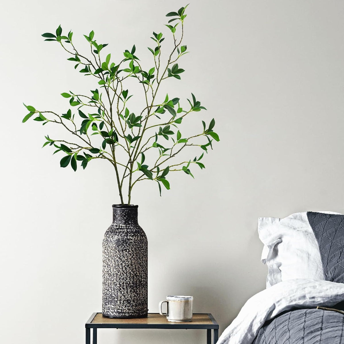 Krissing 2Pcs Artificial Greenery Stems, 44inch Fake Ficus Twig Branches