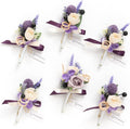 Ling's moment Boutonniere for Men, Purple Lavender Lilac, 6pcs