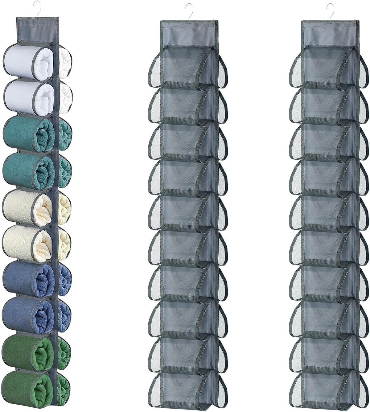 2-Pack Hanging Storage Legging Organizer for Wardrobe, Grey