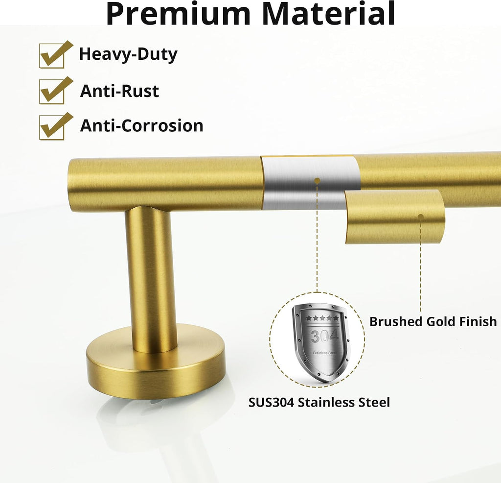Sayayo Brushed Gold Hand Towel Holder for Bathroom Wall, 9 Inch Towel Bar