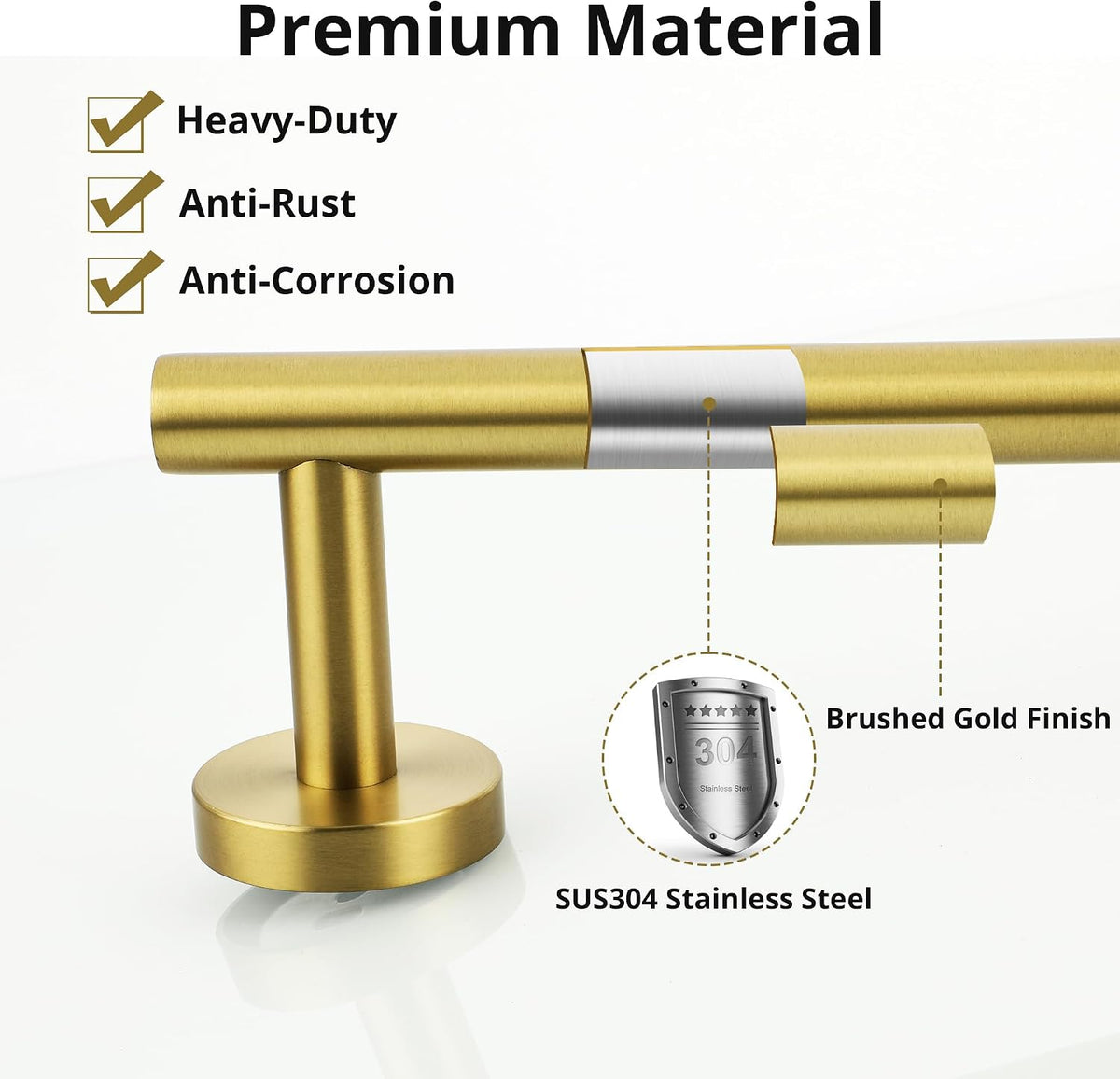 Sayayo Brushed Gold Hand Towel Holder for Bathroom Wall, 9 Inch Towel Bar