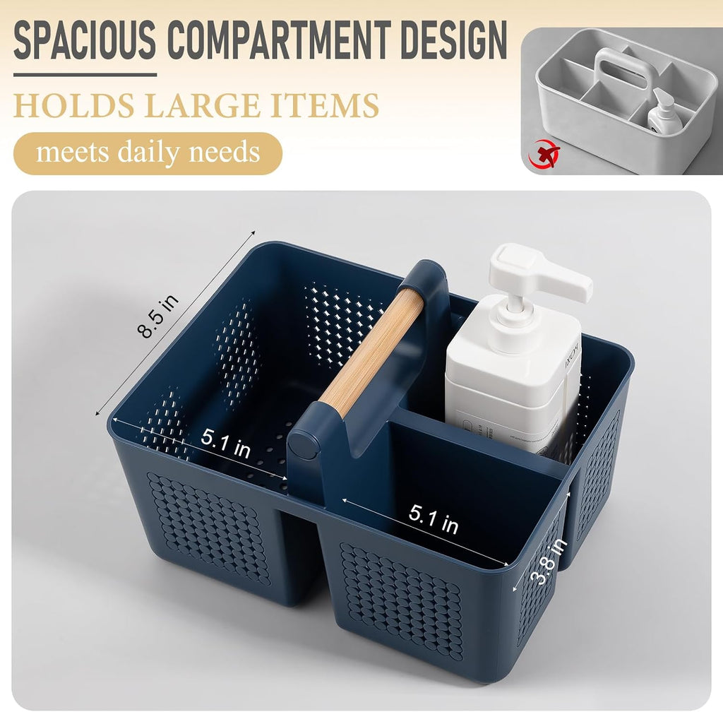 JiatuA Portable Shower Caddy Basket Plastic Caddy Organizer Large Navy Blue