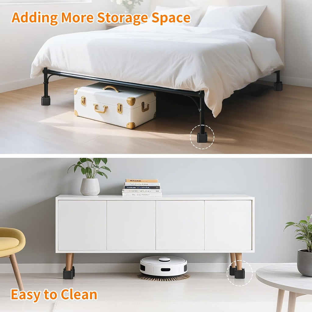 8 Pack Furniture Risers Adjustable Bed Risers Lift 2, 4, 5.9 Inch