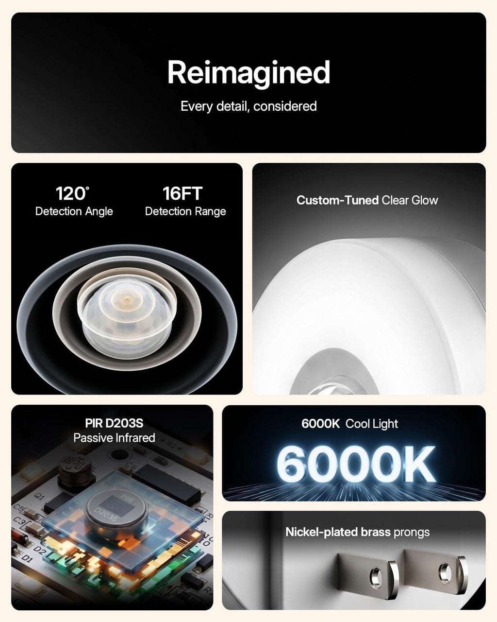 YELKO Motion Sensor Night Light - Plug-in 6000K Cool White Anti-Glare LED Nightlight, Ultra Bright Cozy Soft Glow Not Dazzling for Hallway, Stairs, Garage, Bedroom, Bathroom, Garage, Kitchen, 4 Pack