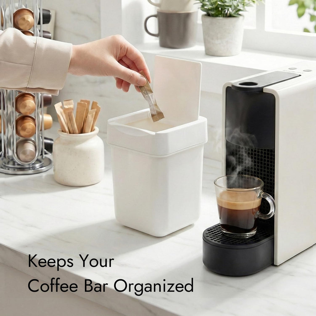carrotez Coffee Bar Mini Trash Can, 0.5 Gal / 2L - White