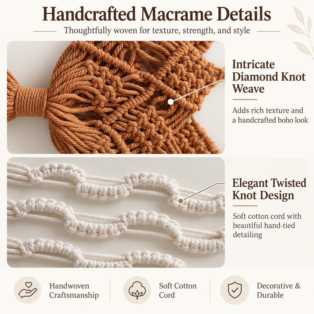 Bouqlife 2 Pack Macrame Plant Hangers Indoor Hanging Plant Holders
