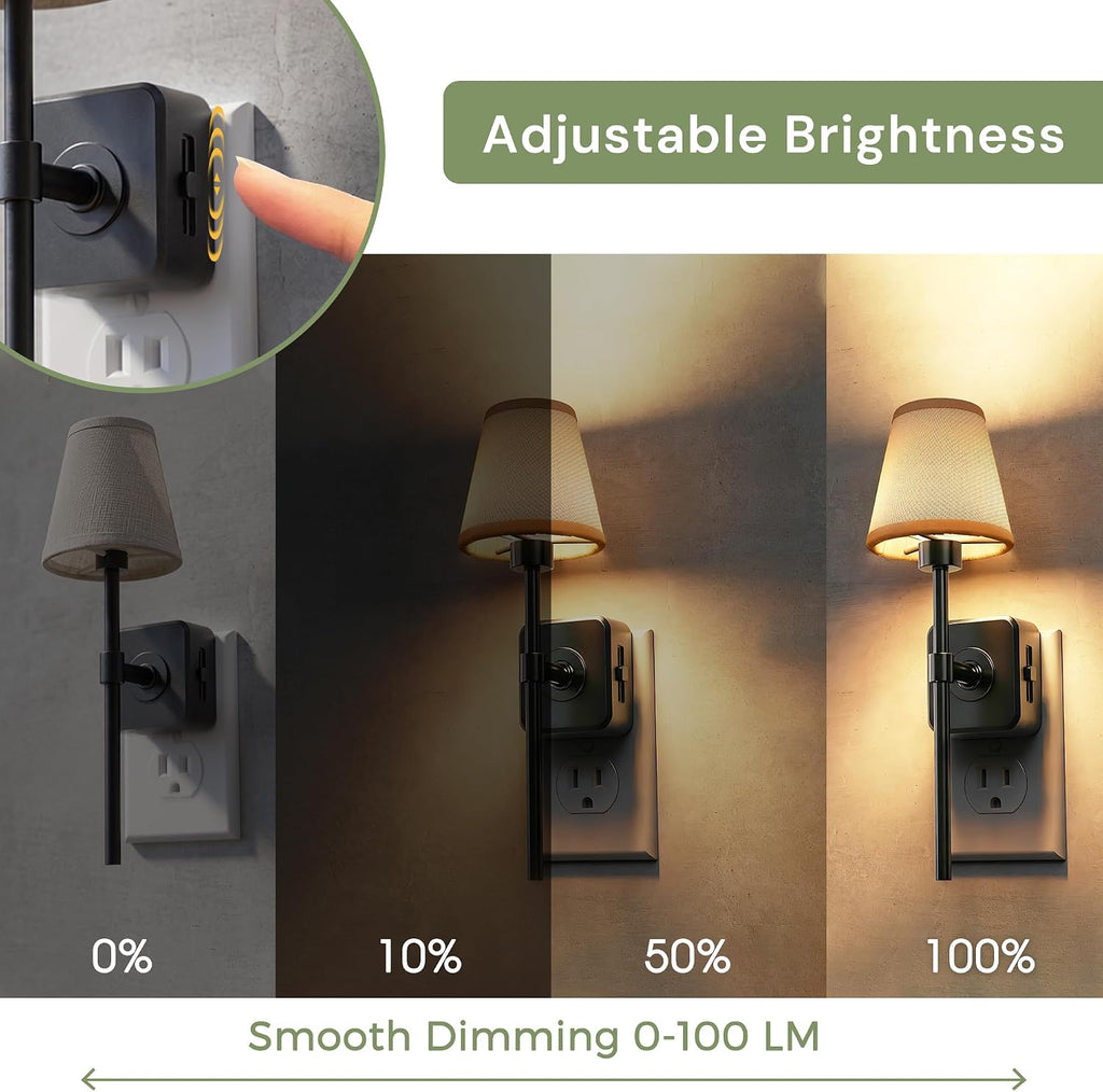 L LOHAS LED Night Light, Premium Fabric Linen Shade Plug in Night Light