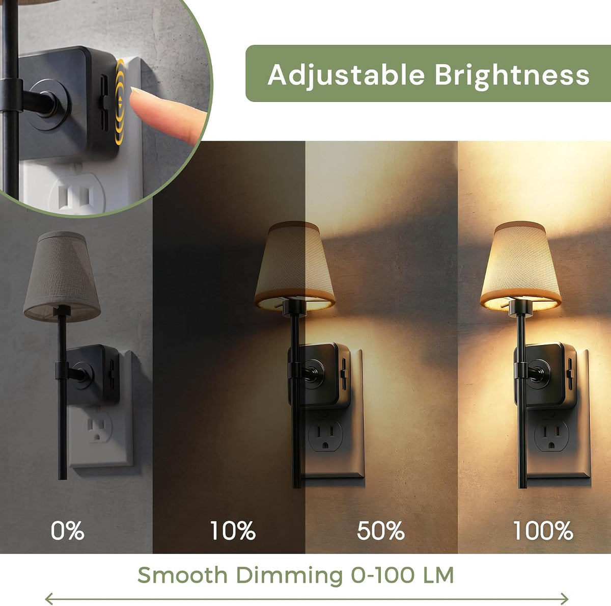 L LOHAS LED Night Light, Premium Fabric Linen Shade Plug in Night Light