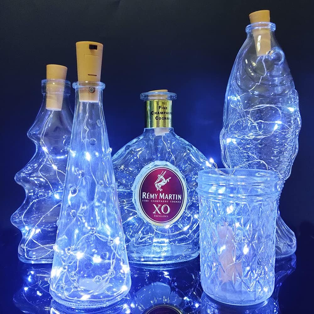 SmilingTown Wine Bottle Lights with Cork 15Pack 10 LED 40 Inches Battery Operated Silver Wire Liquor Fairy Mini String Lights for Party Christmas Halloween Wedding Decoration