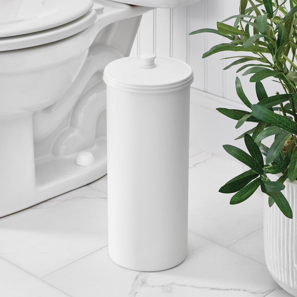 iDesign Freestanding Bathroom Toilet Paper Storage Holder, 2-Pack, White
